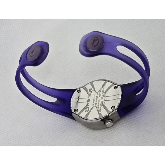 Women's Freestyle Sunny Purple Plastic Bangle Watch 61855 14 - Picture 6 of 7